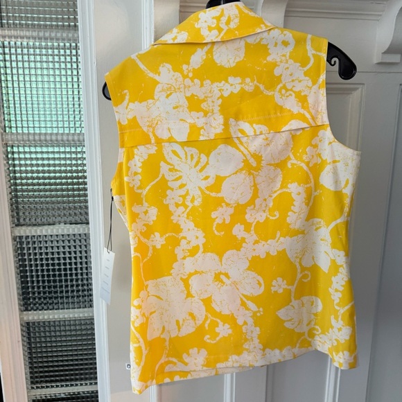 Zenergy by Chico Vest Women's Size 0 Bright Yellow Floral Full Zip - Picture 5 of 14